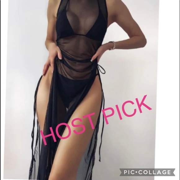 Black  beach cover up, pullover - Picture 2 of 5